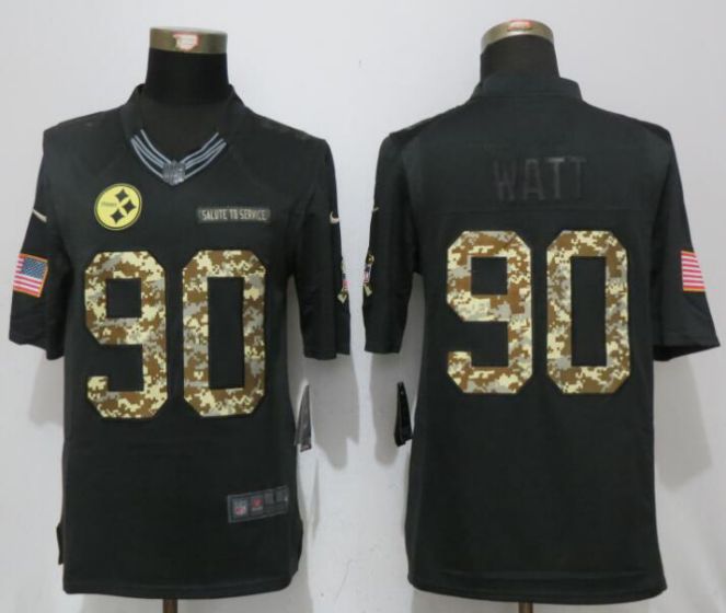 Men Pittsburgh Steelers #90 Watt Anthracite Nike Salute To Service Limited NFL Jerseys->pittsburgh steelers->NFL Jersey